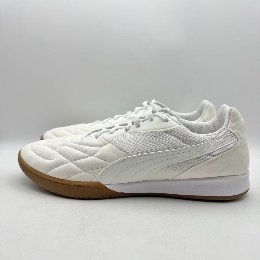 PUMA Mens King Top It Indoor Soccer Shoes US 9 White Gold Sneaker NWOB