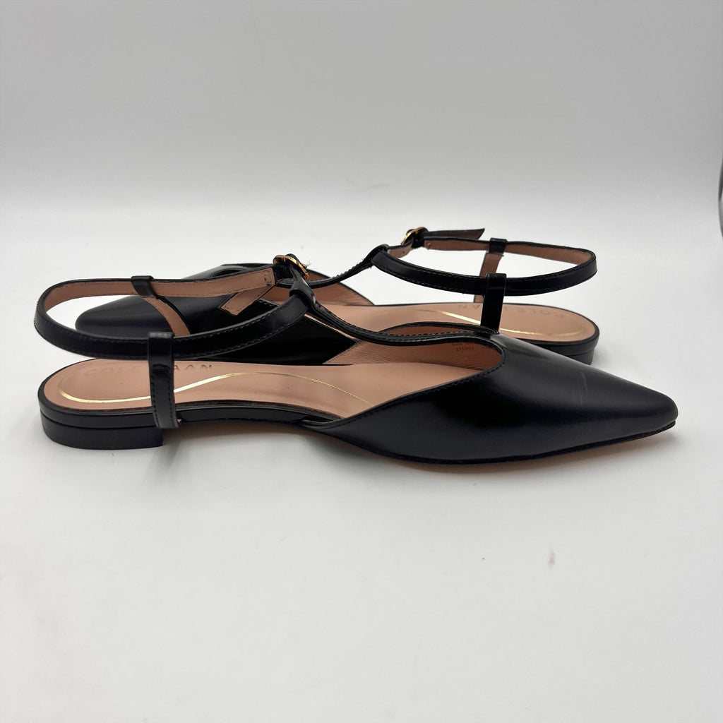 Cole Haan Womens Marlah T-Strap Heels Size 6.5 B Black Leather NWOB