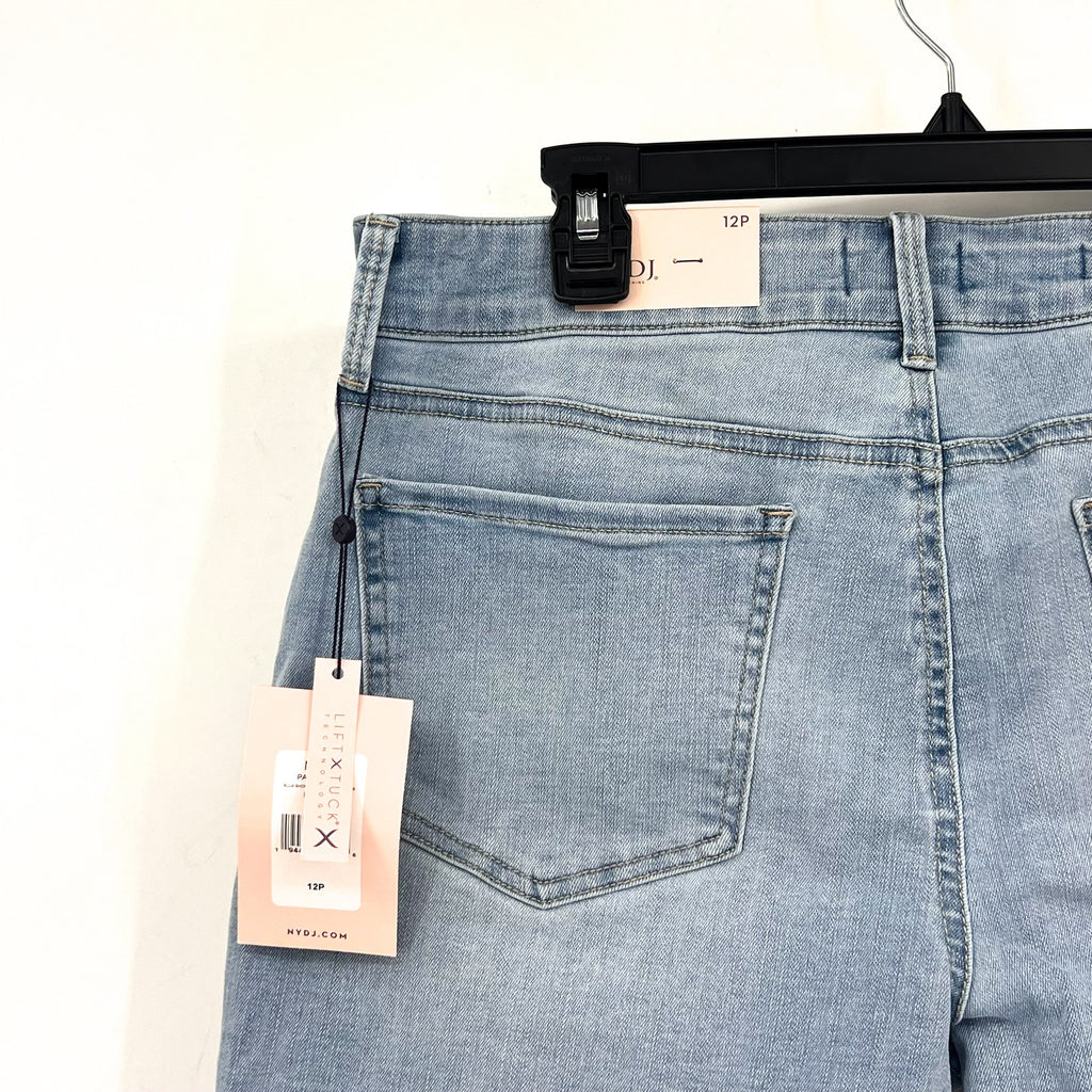 NYDJ Womens Ella Denim Shorts Size 12 PETITE Light Blue Poetry 8" Inseam NWT