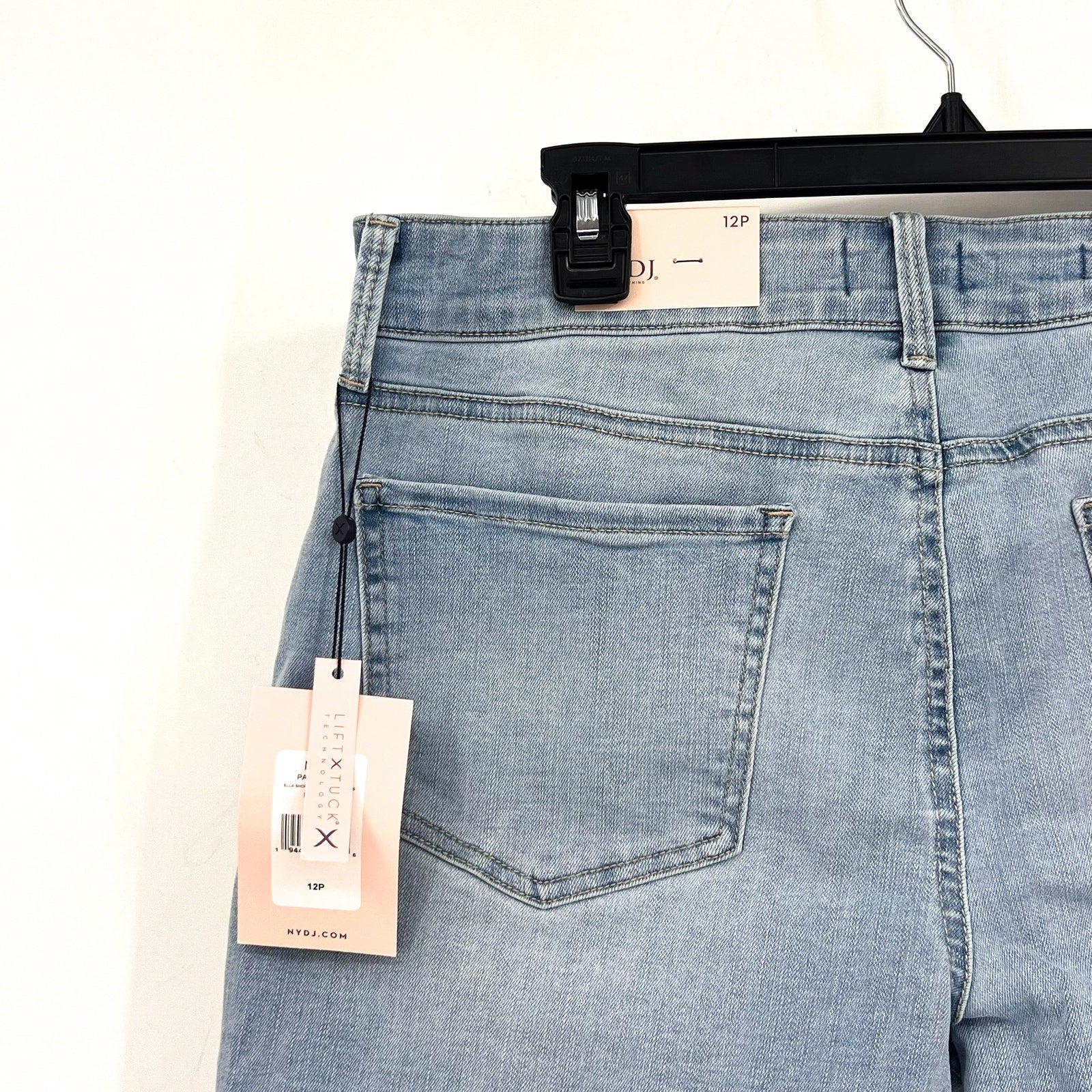 NYDJ Womens Ella Denim Shorts Size 12 PETITE Light Blue Poetry 8" Inseam NWT
