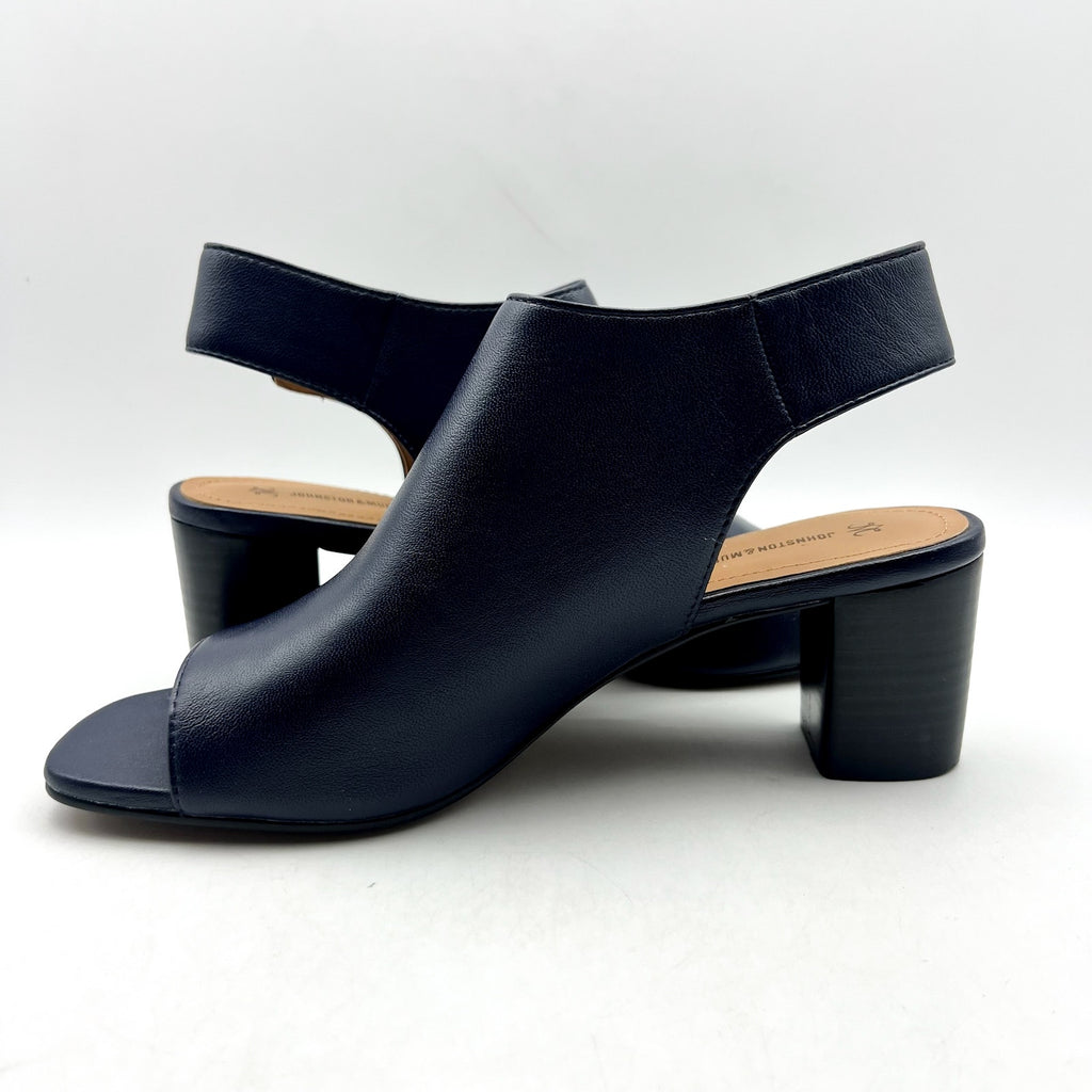 Johnston & Murphy Womens Evelyn Open Toe Bootie Size 9M Navy Blue Block Heel NIB