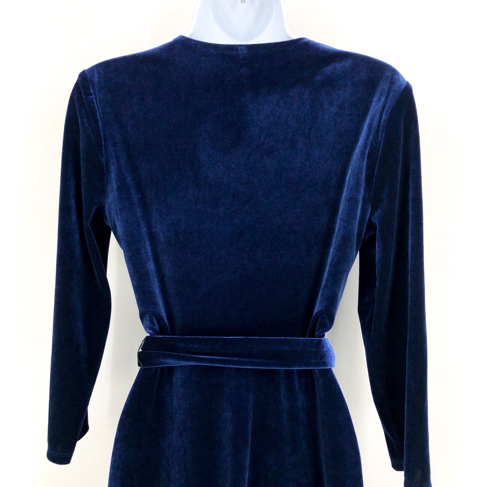 LAUREN RALPH LAUREN Women's Surplice V Neck Velvet Midi Dress Size 10 Blue NWT