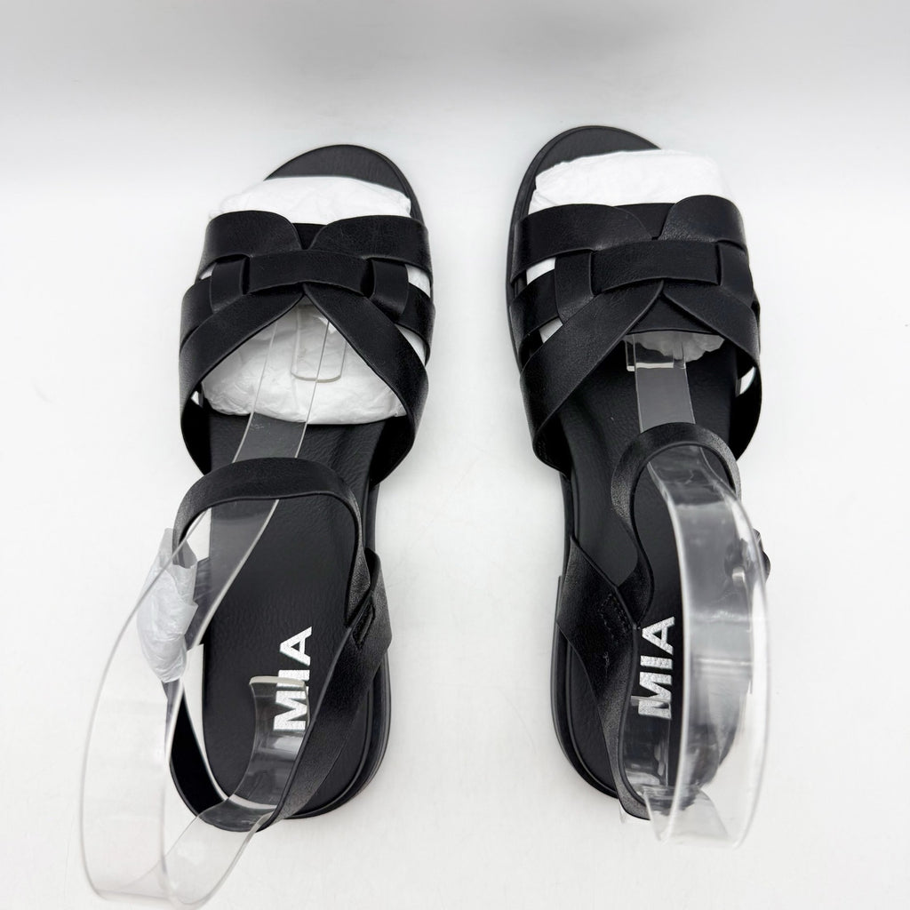 MIA Womens Flat Fisherman Sandals US 6.5 EU 36.5 Black Ankle Strap NWOB