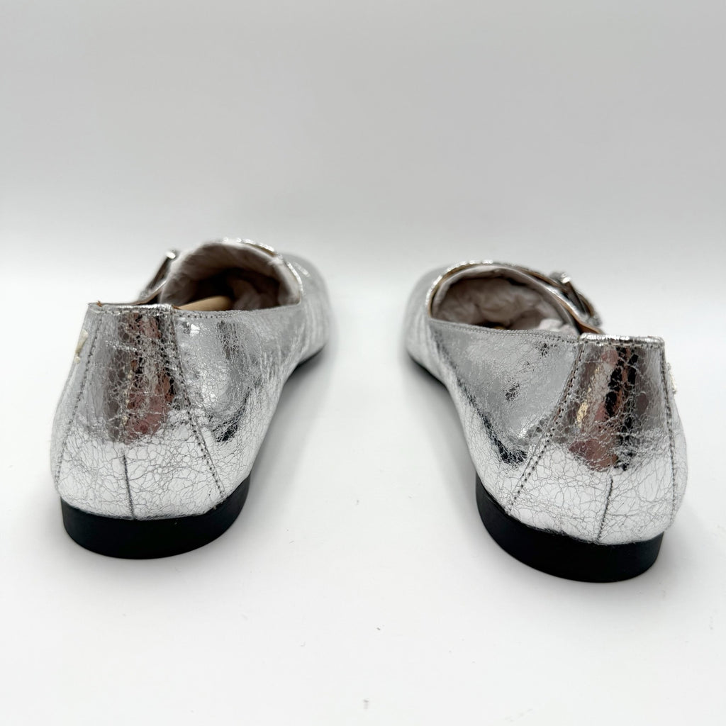 Zodiac Womens Indira Mary Jane Flats Size 7.5 M EU 38 Silver NIB