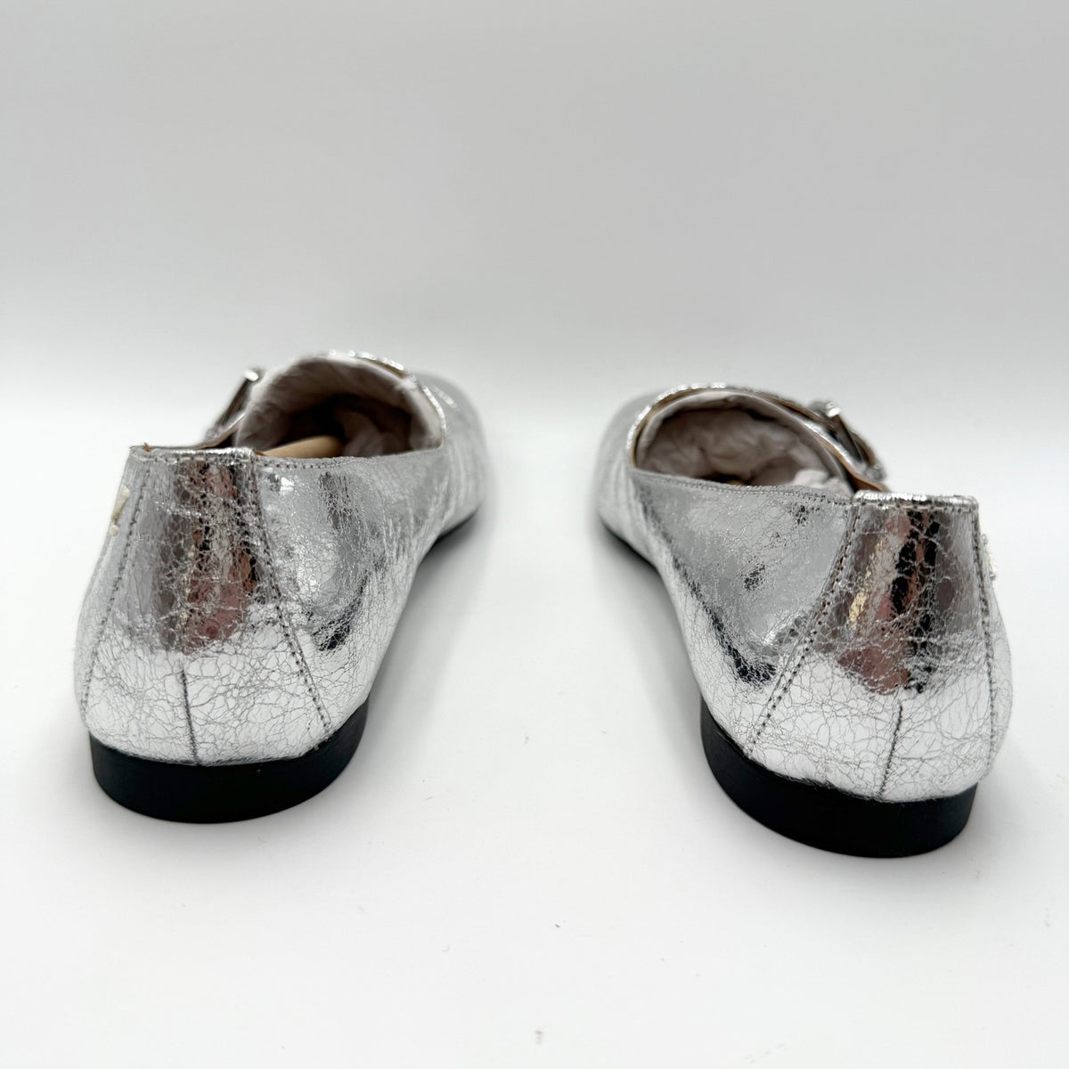 Zodiac Womens Indira Mary Jane Flats Size 7.5 M EU 38 Silver NIB