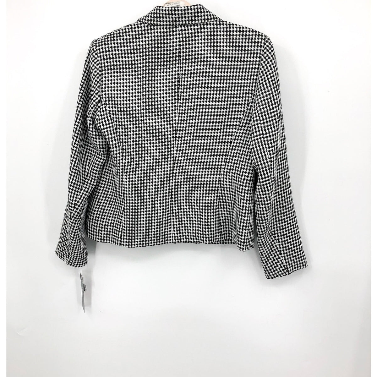 LE SUIT Women's Cropped Blazer Size 12 Black White Houndstooth Check NWT