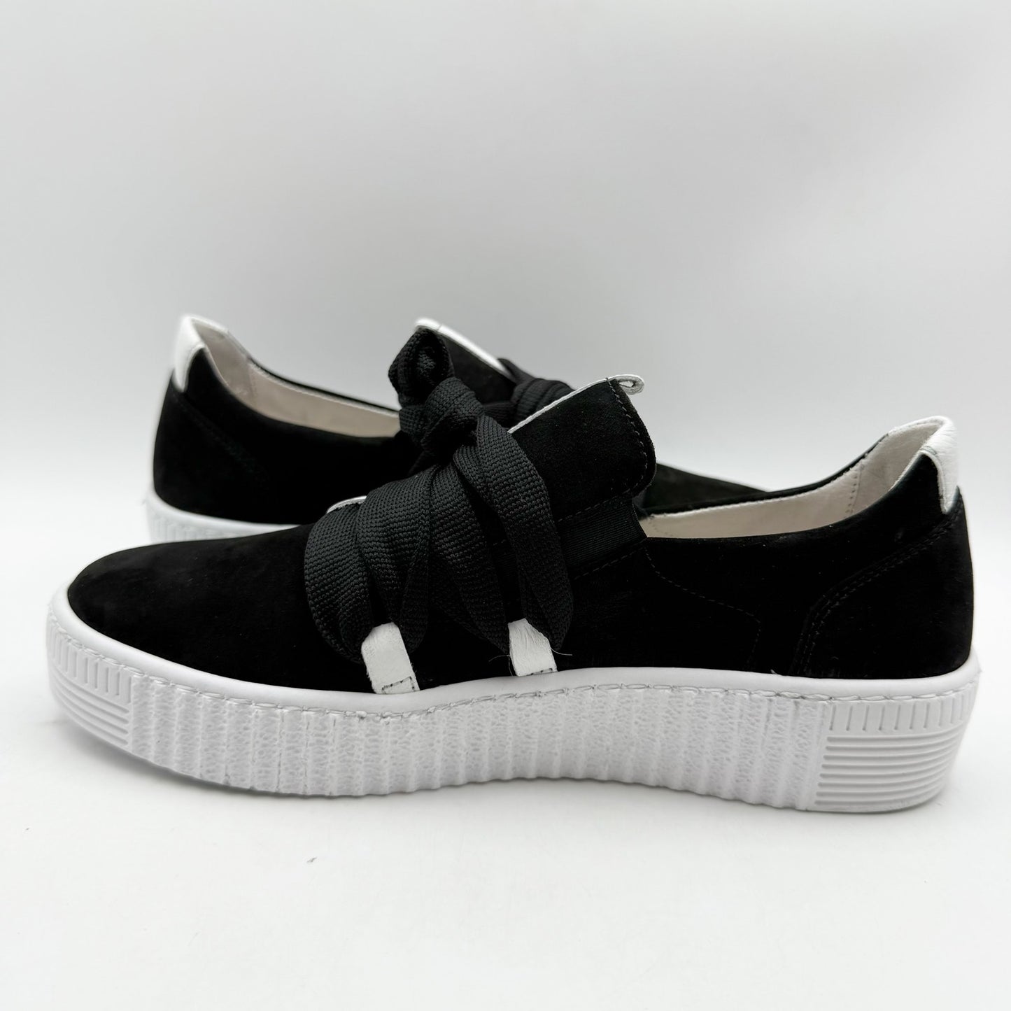 Gabor Womens 43.333 Platform Sneaker US 5.5 M EU 35.5 Black Leather NWOB