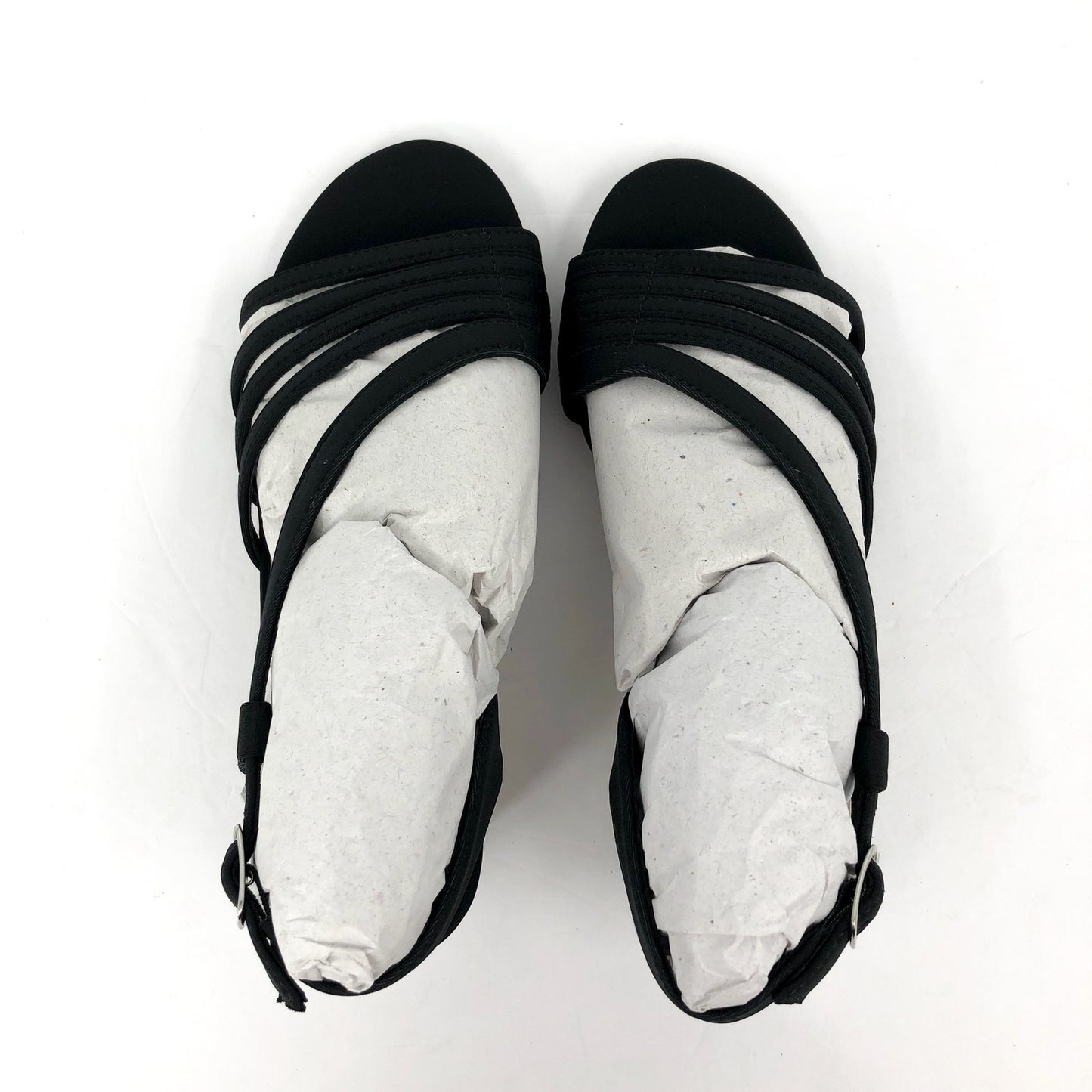 WALKING CRADLES Women's Lettie Dress Sandals US 6 Black Heel Fabric NIB