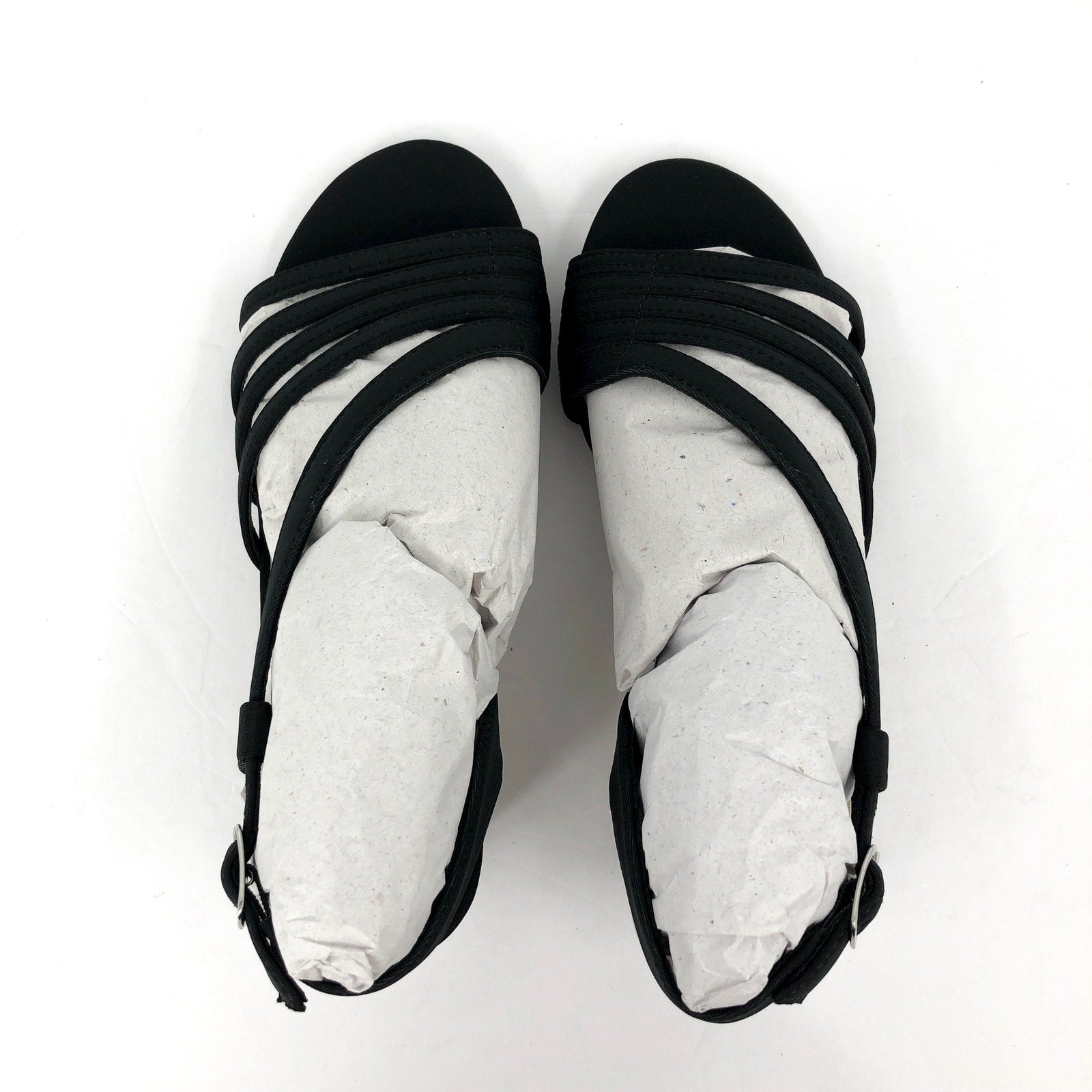 WALKING CRADLES Women's Lettie Dress Sandals Size 6 Black Heel Fabric NIB
