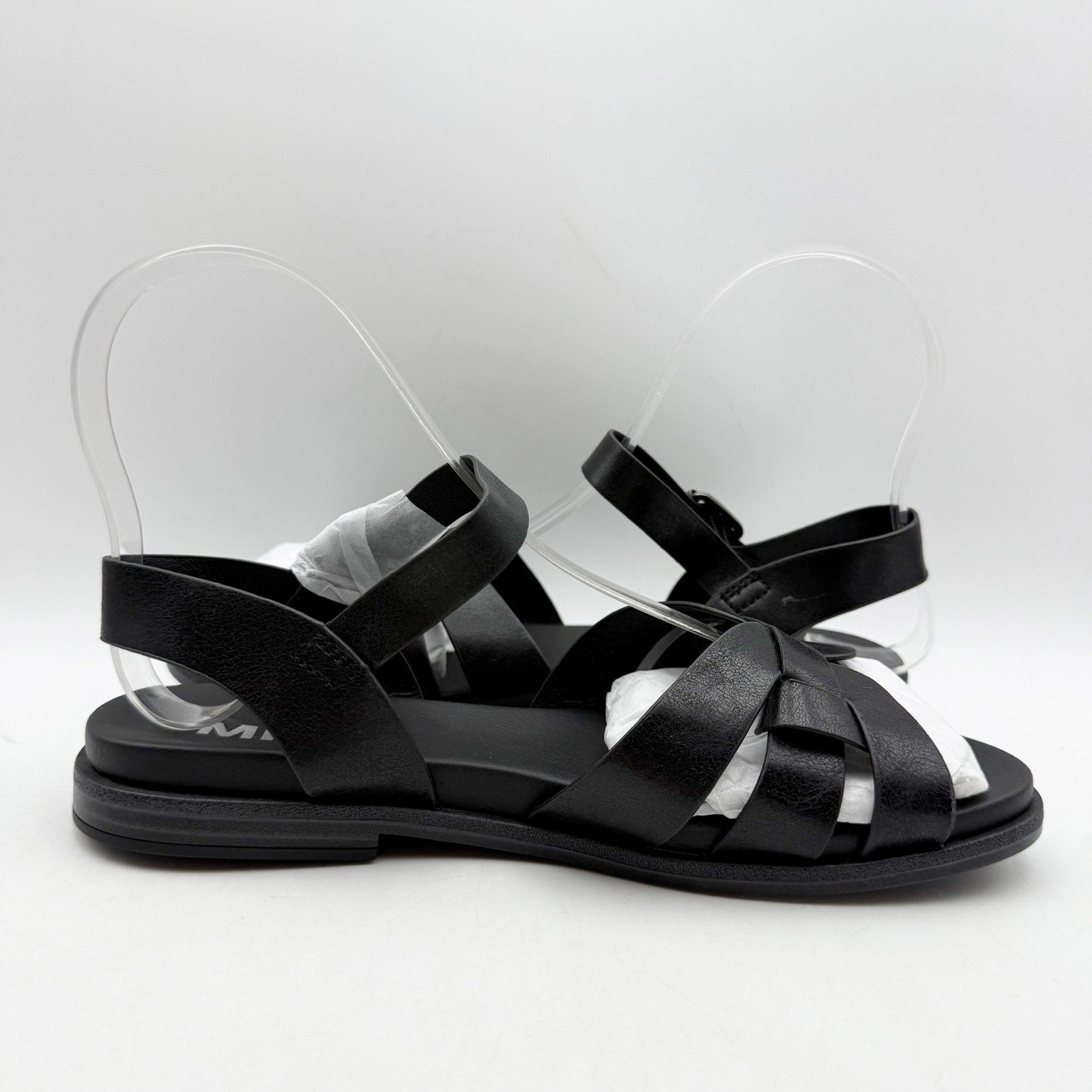 MIA Womens Flat Fisherman Sandals US 6.5 EU 36.5 Black Ankle Strap NWOB