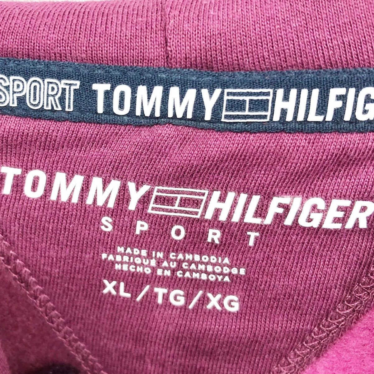 TOMMY HILFIGER SPORT Women's Colorblock Split Logo Hoodie XL Purple Crewneck NWT