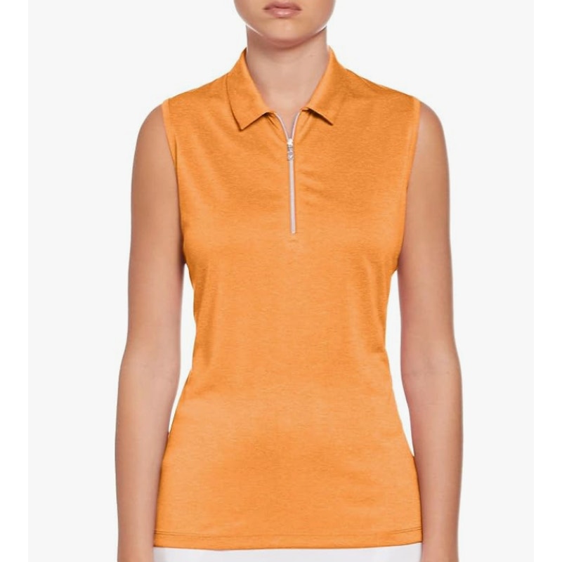 CALLAWAY Women's Sleeveless Golf Polo Shirt XL Orange Quarter Zip NWT