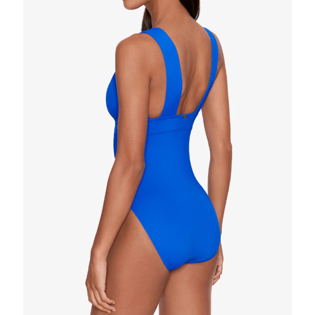 LAUREN RALPH LAUREN V Neck One Piece Swimsuit Size 6 Royal Blue Beach Club NWT