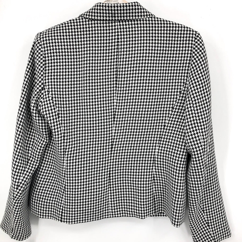 LE SUIT Women's Cropped Blazer Size 12 Black White Houndstooth Check NWT