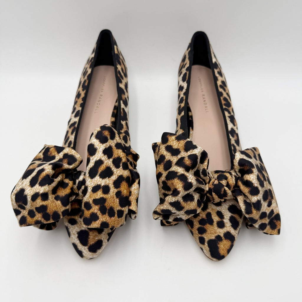 Loeffler Randall Womens Noa Heels Size 9.5 B Black Brown Leopard Bow NIB