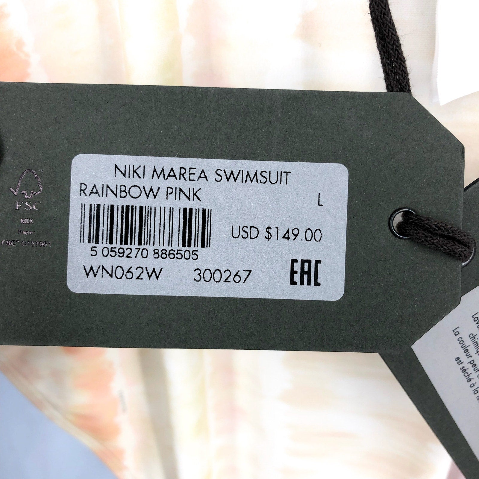ALLSAINTS Women's Niki Marea Swimsuit One Piece Large Rainbow Pastel NWT