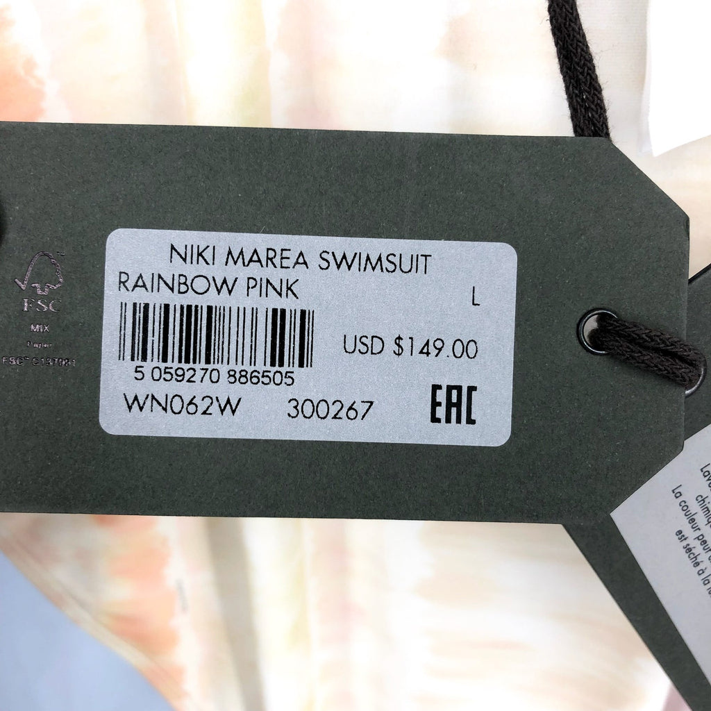 ALLSAINTS Women's Niki Marea Swimsuit One Piece Large Rainbow Pastel NWT