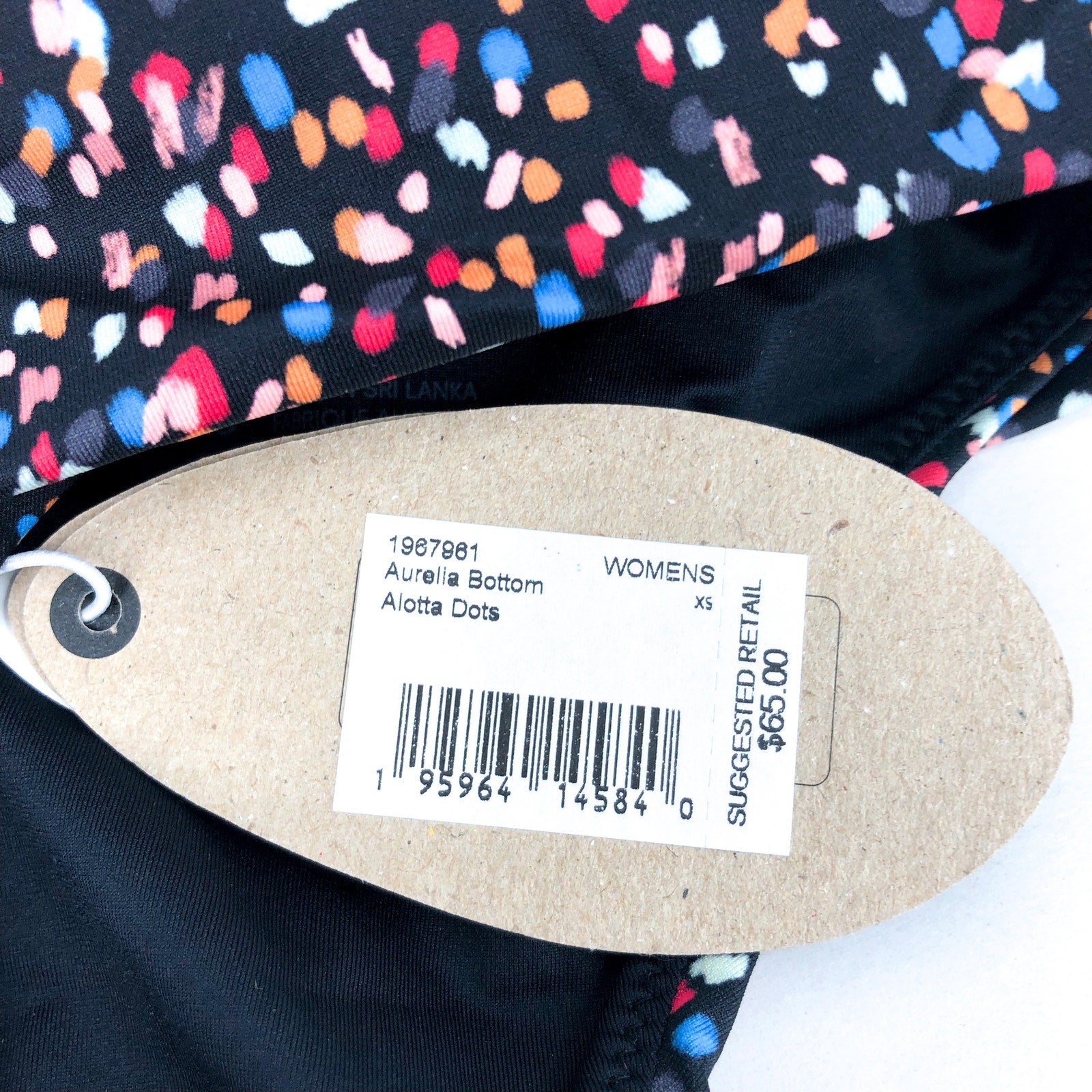 PRANA Women's Aurelia Bikini Bottom XS Black Alotta Dots High Waist NWT