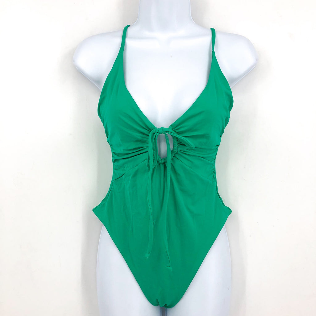 L*SPACE Women's Piper Classic One Piece Swimsuit Medium Jade Green Keyhole NWT