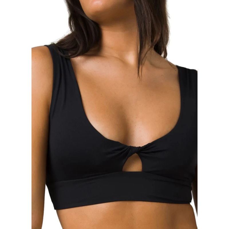PRANA Women's Under The Palms Bikini Top Large Black Twist Front NWT