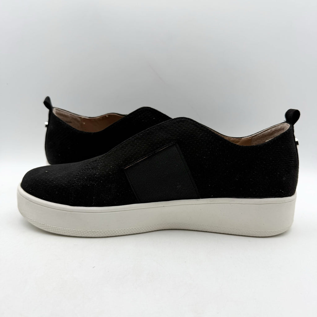 Steve Madden Womens Brad Sneaker US 9.5 Black Vegan Suede Slip On NWOB