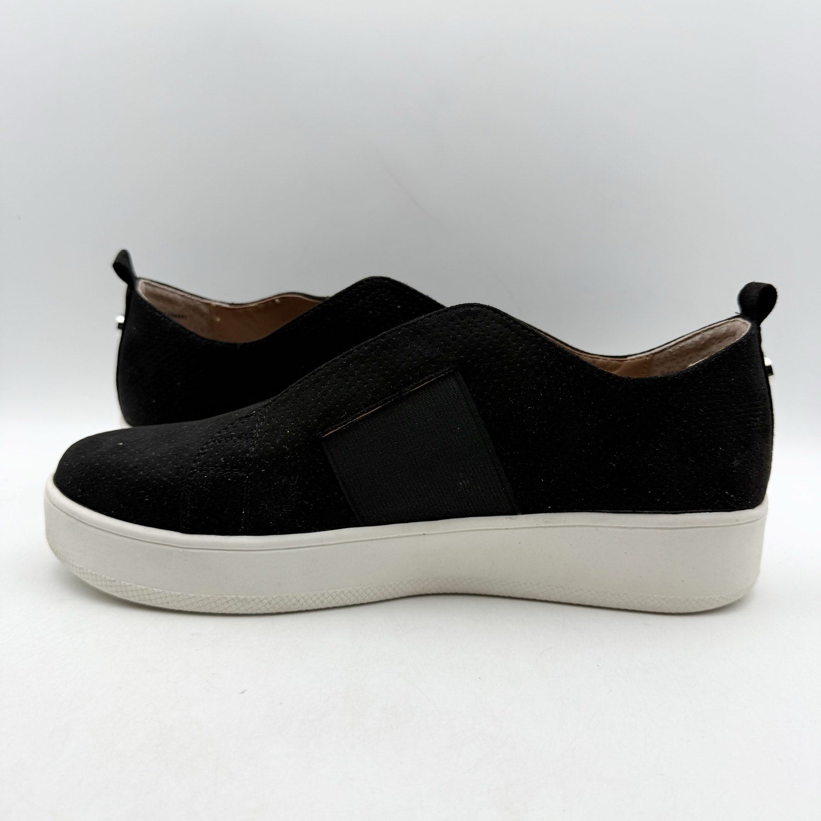 Steve Madden Womens Brad Sneaker US 9.5 Black Vegan Suede Slip On NWOB