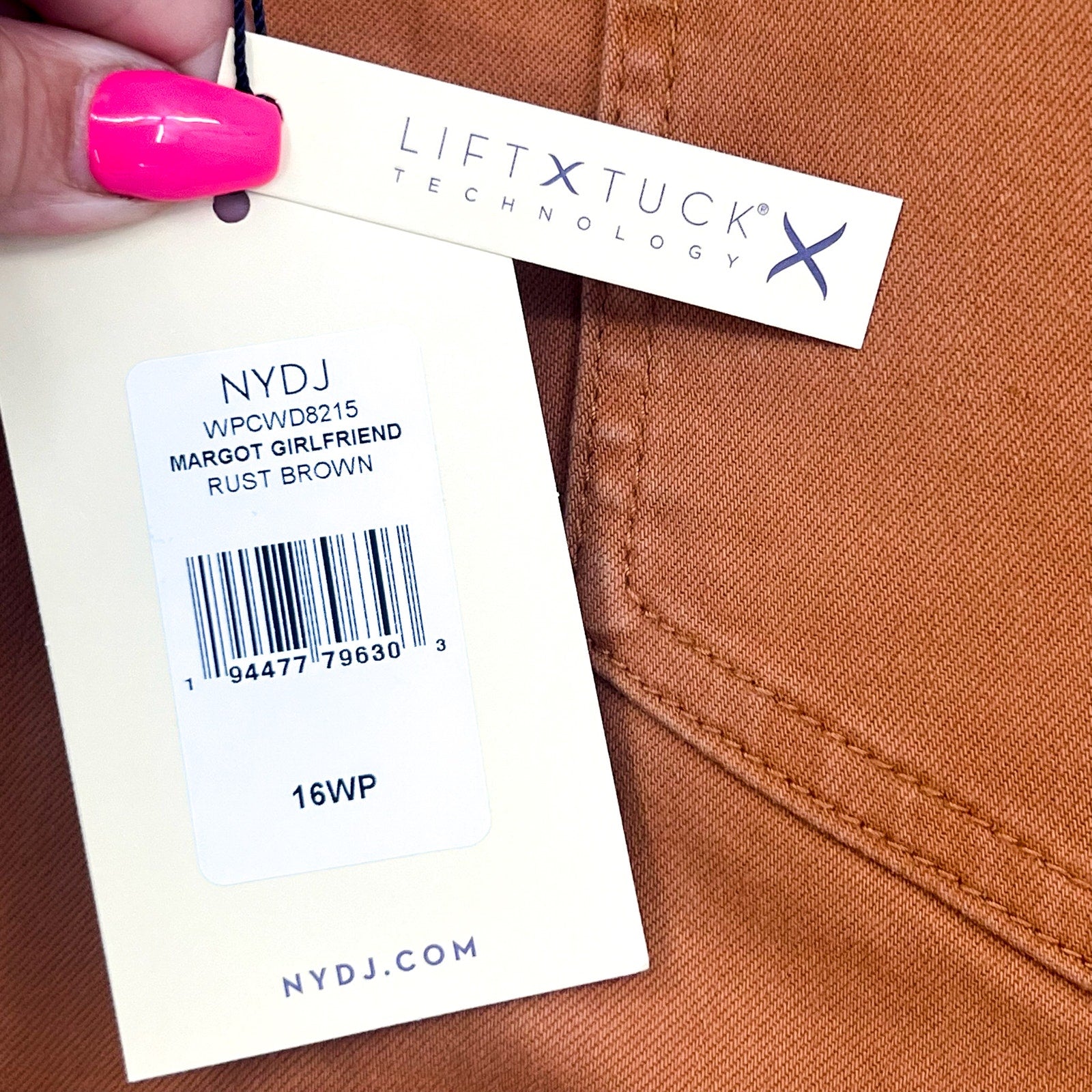 NYDJ Womens Margot Girlfriend Jeans Size 16W PETITE Rust Brown Straight Leg NWT
