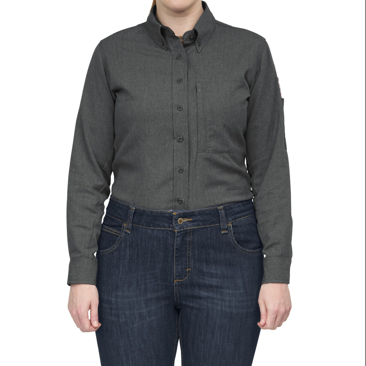 BULWARK Women's iQ Series Comfort Woven FR Shirt XL Dark Grey Long Sleeve NWT