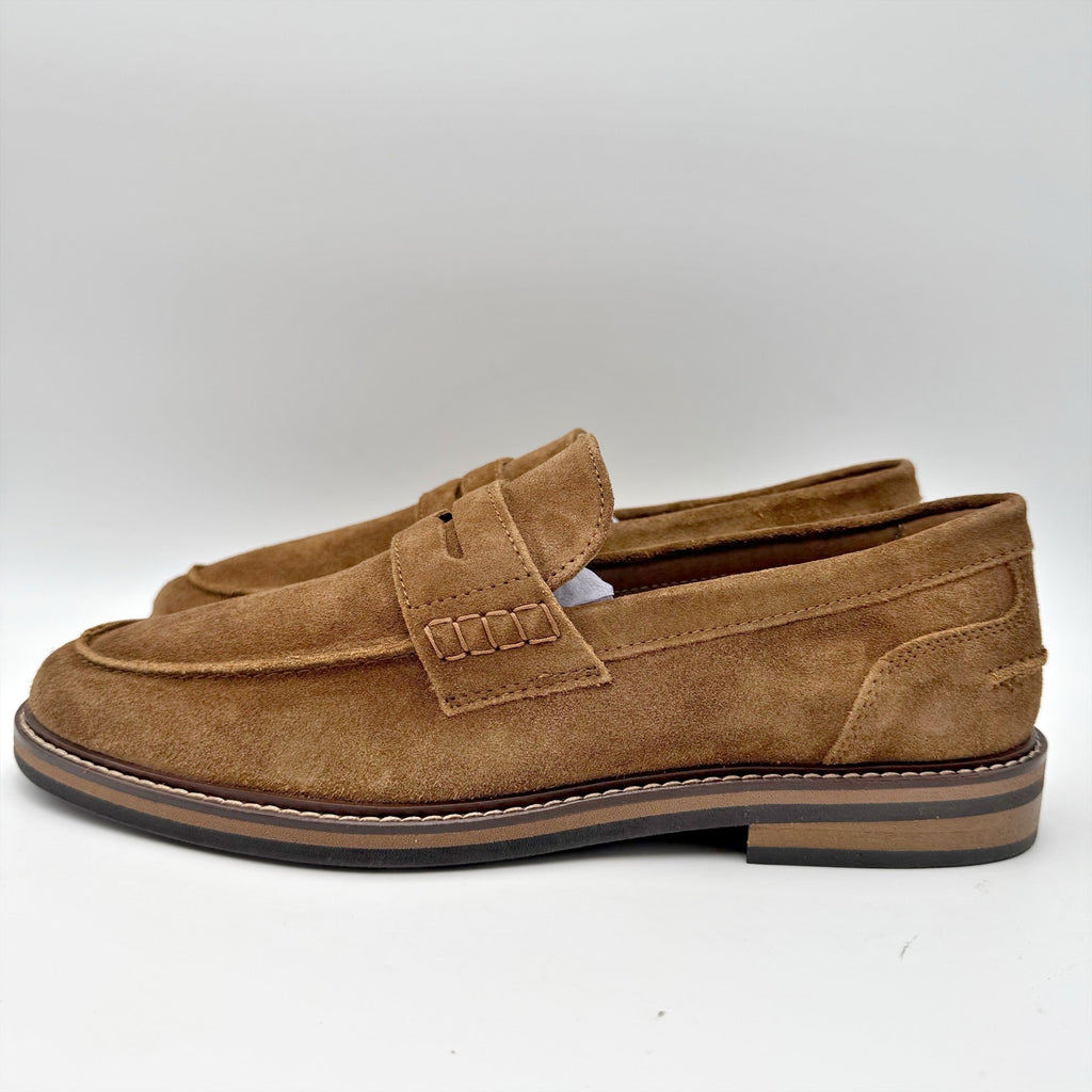 Crown Vintage Mens Aydrien Penny Loafers Size 9.5 M Tan Brown Suede NWOB