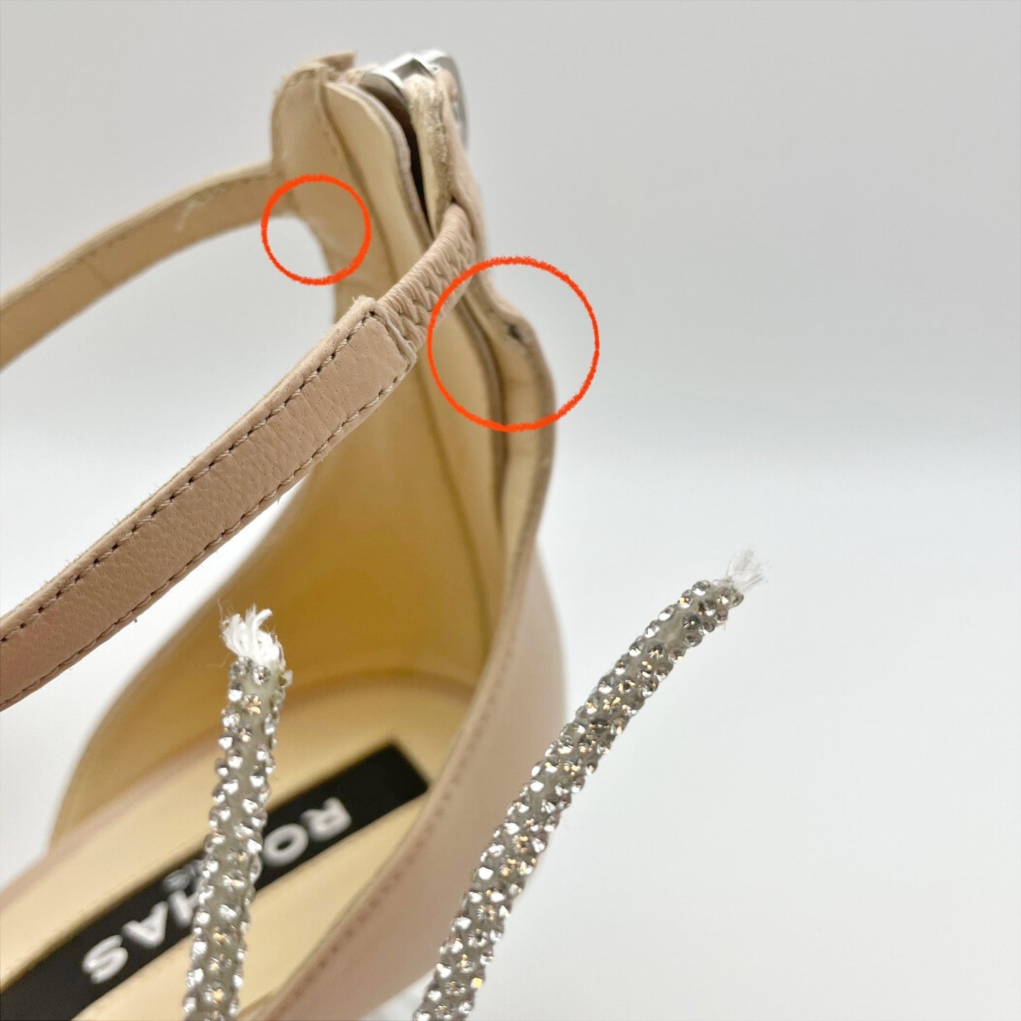 Rochas Paris Womens Nappa Carne Icon Heel EU 38 US 8 Nude Tan Leather EUC