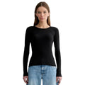 EVERLANE Womens The Luxe Rib Long-Sleeve Crew Tee Medium Black Supima Cotton NWT