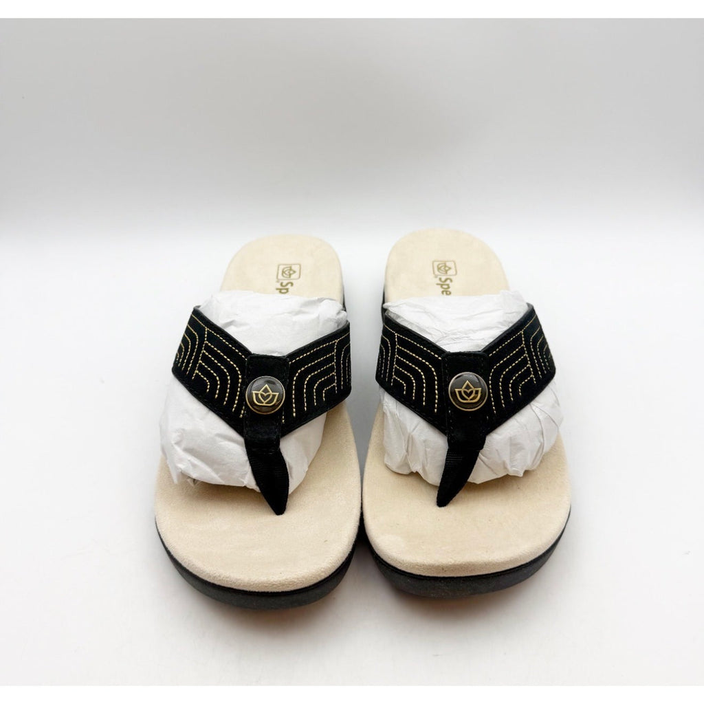 Spenco Waco Women's Laguna Ellie Flip Flop Sandal Size 7.5 WIDE EU 38 Black NIB