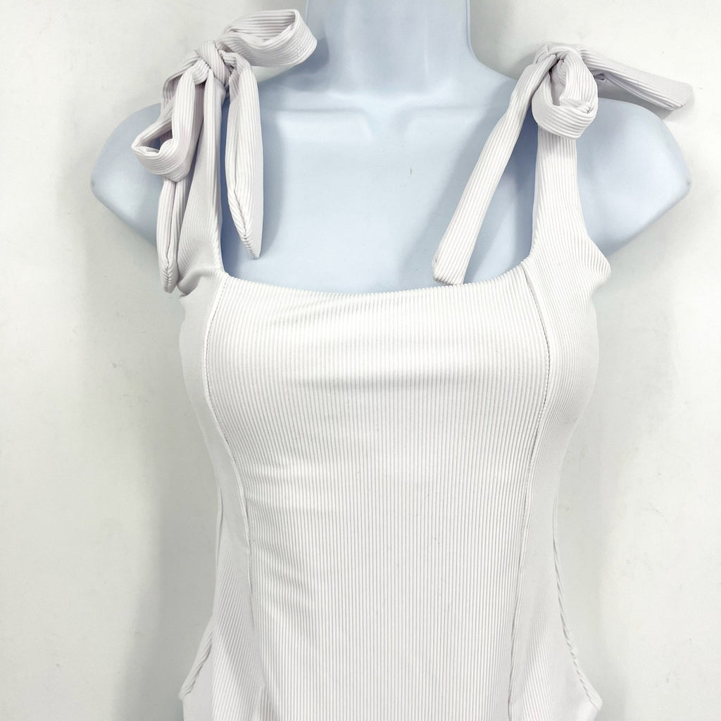 BEACH RIOT Womens Sydney One Piece Swimsuit Medium White Tie Strap NO BELT NWT