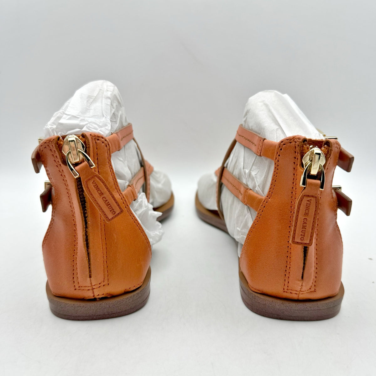 Vince Camuto Womens Brenndie Gladiator Sandals Size 6 M Orange Leather NIB