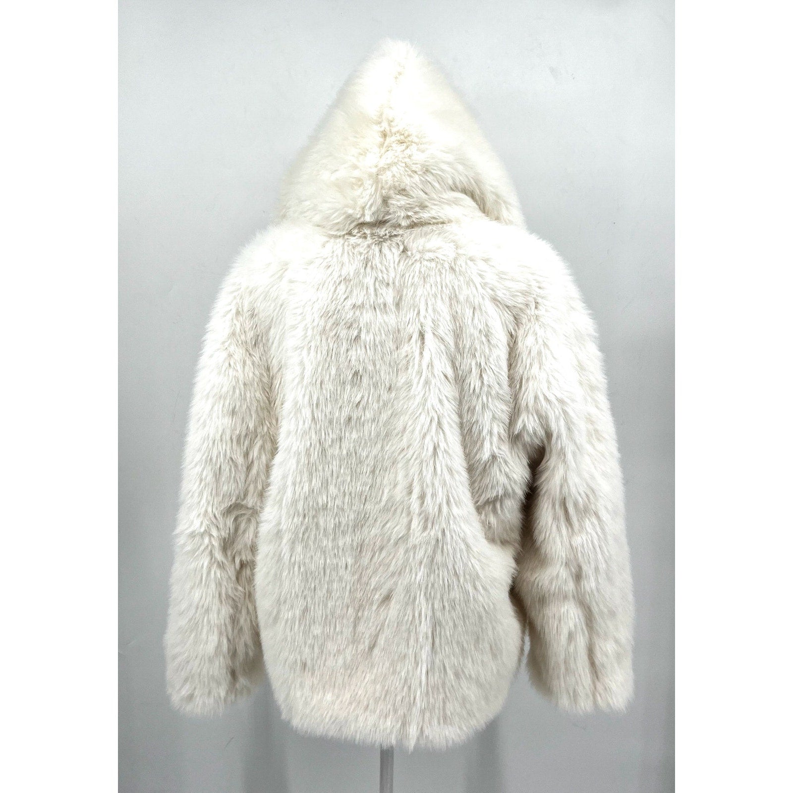 Bardot Womens Callan Faux Fur Jacket Large White Hooded NWT
