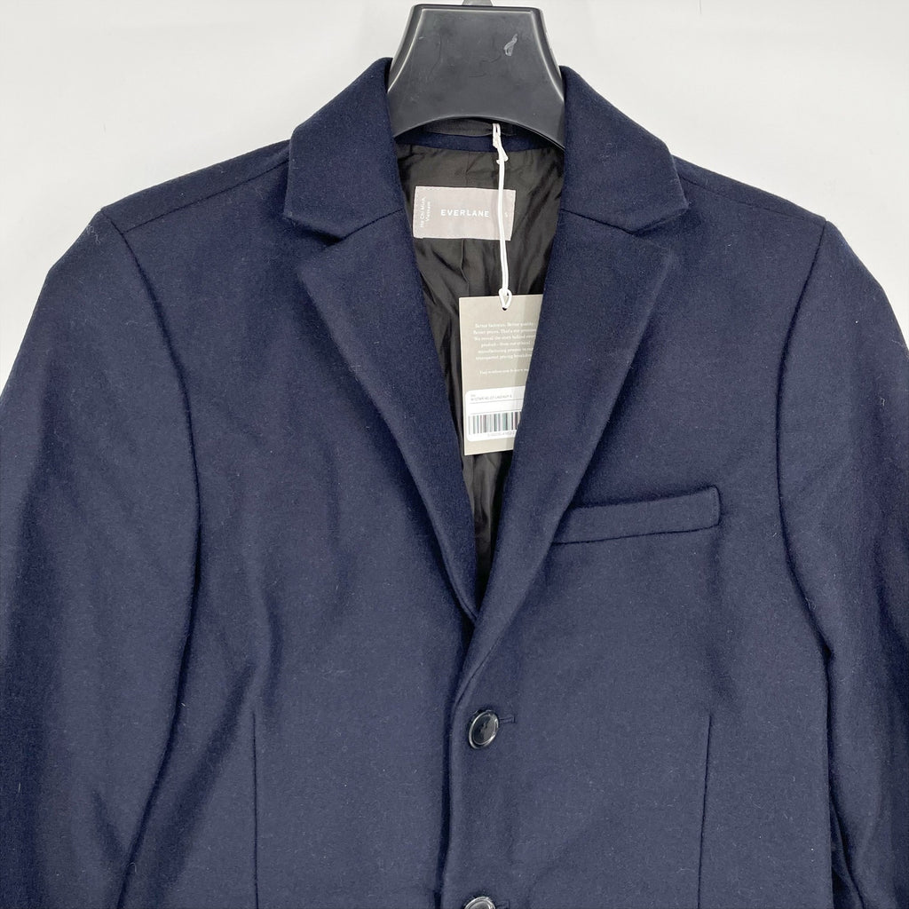 Everlane Mens The ReWool Overcoat Size Small Navy Blue Wool Blend NWT $298