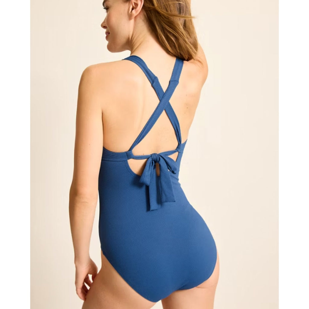 TOMMY BAHAMA Island Cays Gold Ring One-Piece Swimsuit 12 Blue Indigo tide NWT