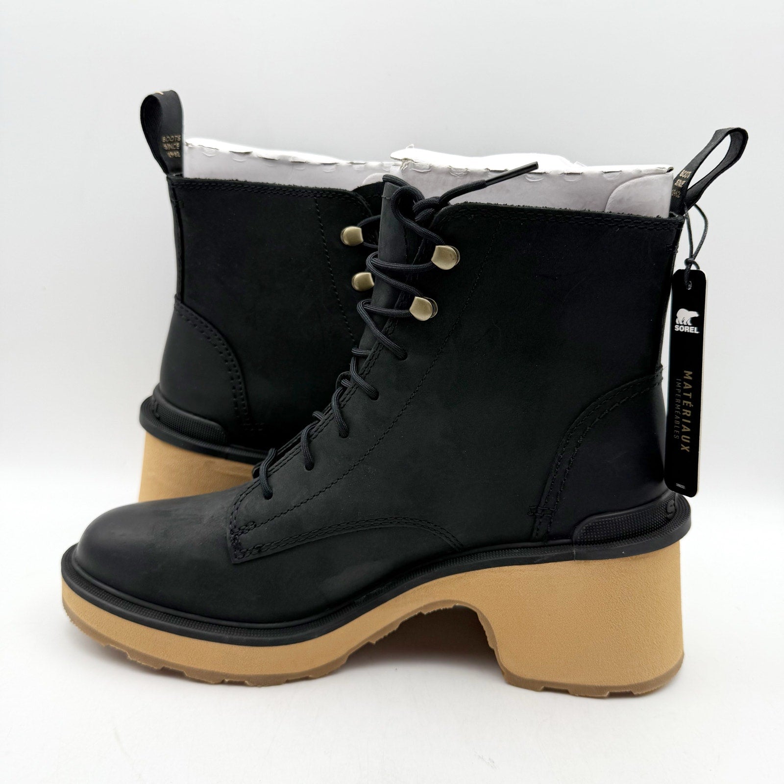 Sorel Womens Hi-Line Heel Chelsea Boots US 7.5 Black Leather Waterproof NIB