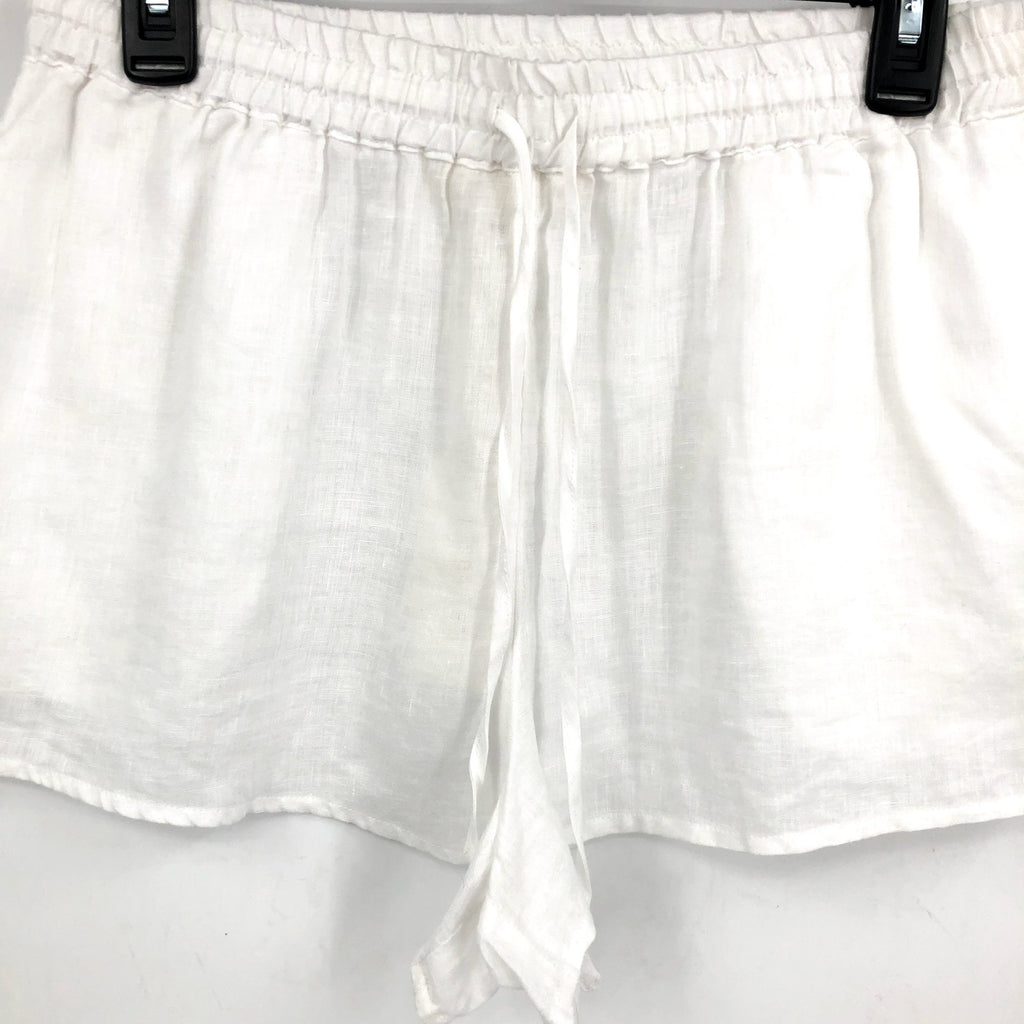 L*SPACE Women's Rio Linen Cover Up Shorts Medium White Drawcord NWT
