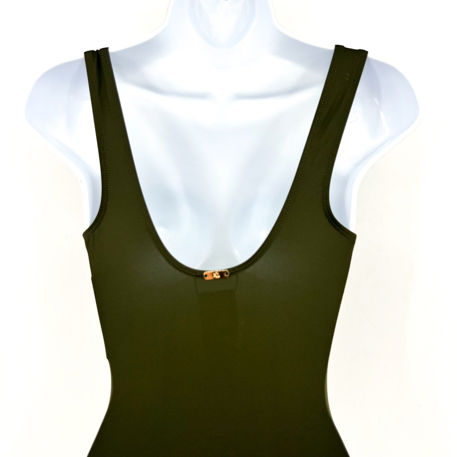 LAUREN RALPH LAUREN Womens Ring One Piece Swimsuit Size 4 Olive Green OTS NWT