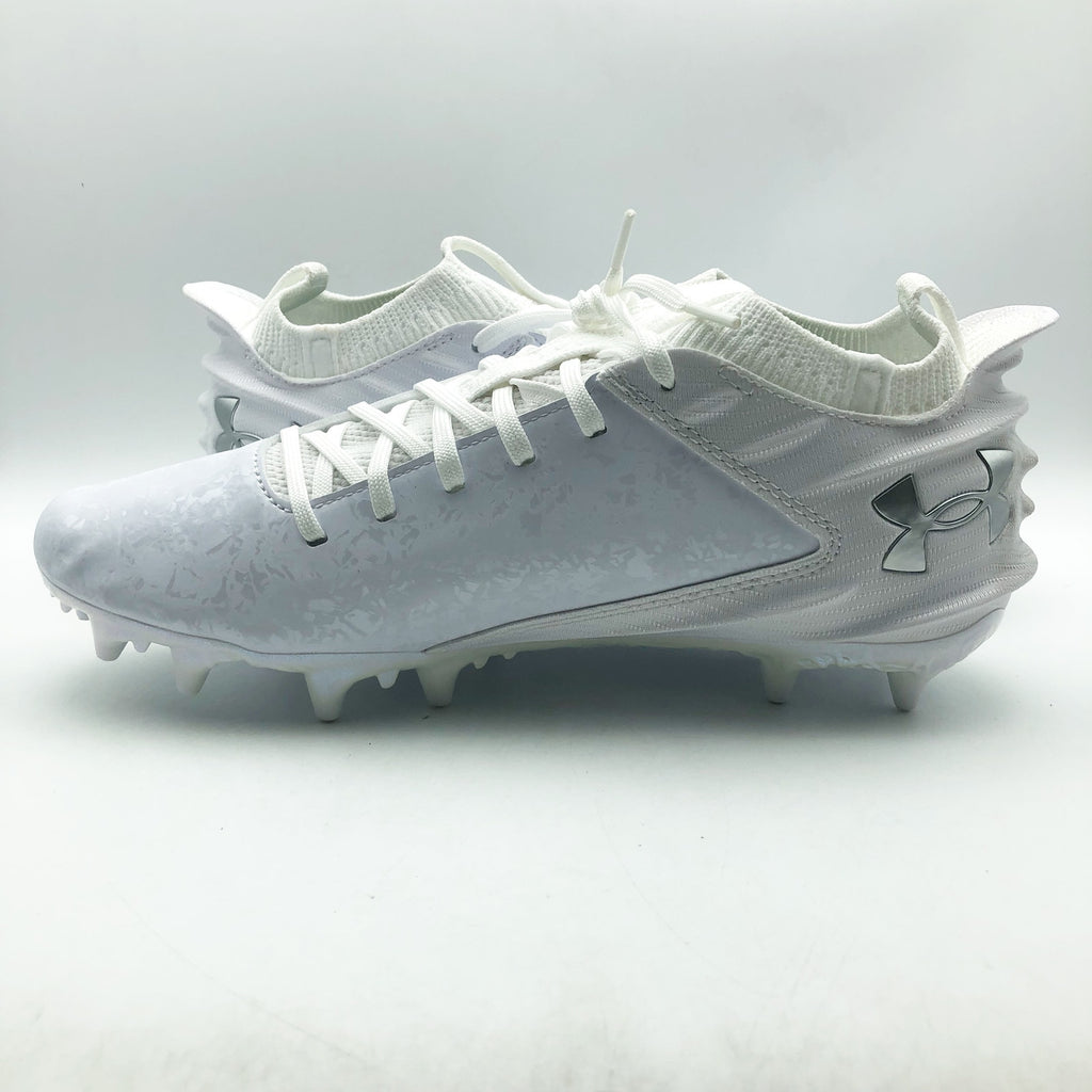Under Armour Mens Blur 2 MC Suede Molded Football Cleats US 8.5 White Silver NWOB
