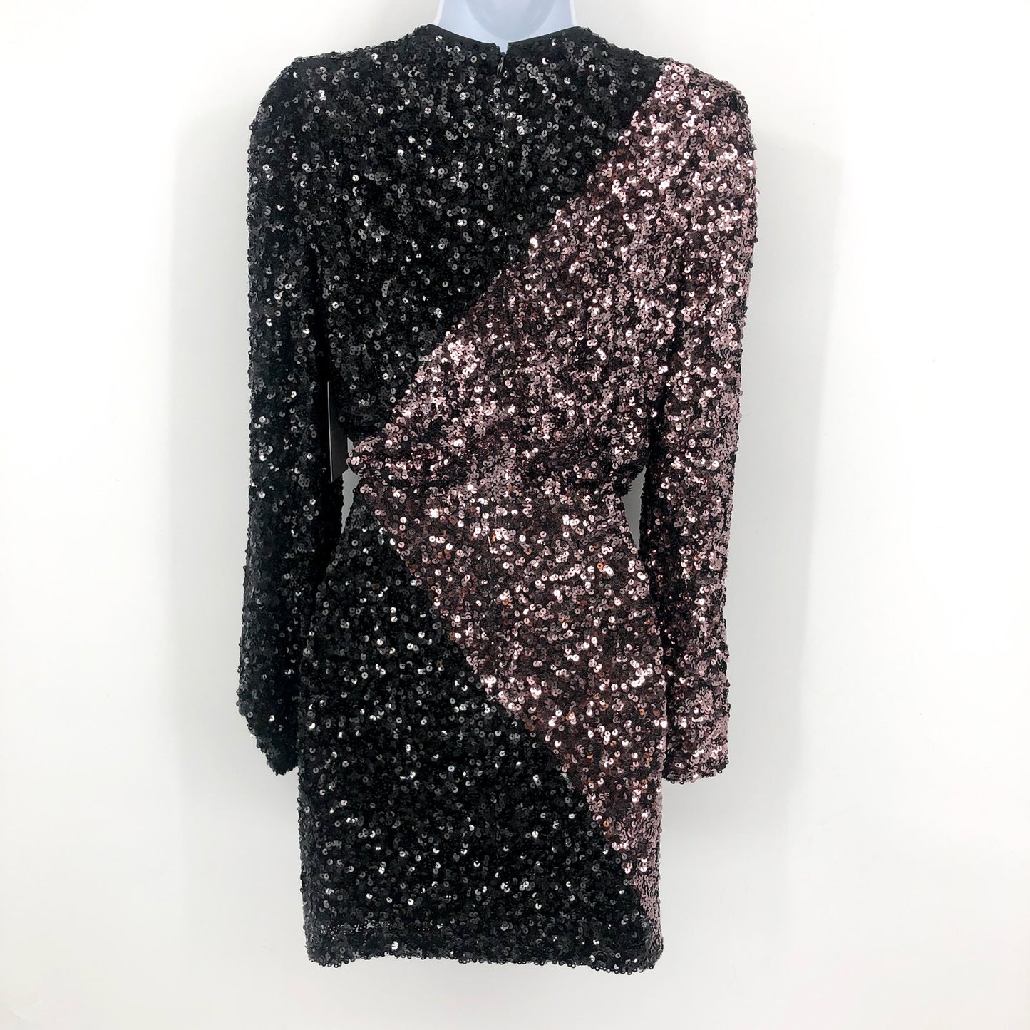 CHELSEA28 Colorblock Sequin Cocktail Dress XS Black Long Sleeve NWT