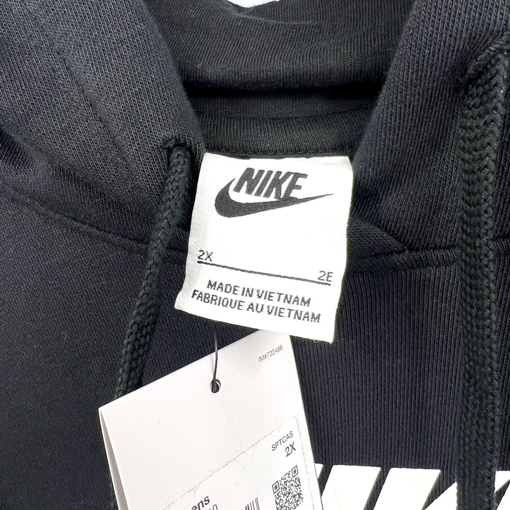 Nike Womens Graphic Club Hoodie 2X Black Fleece Pullover Sweatshirt NWT