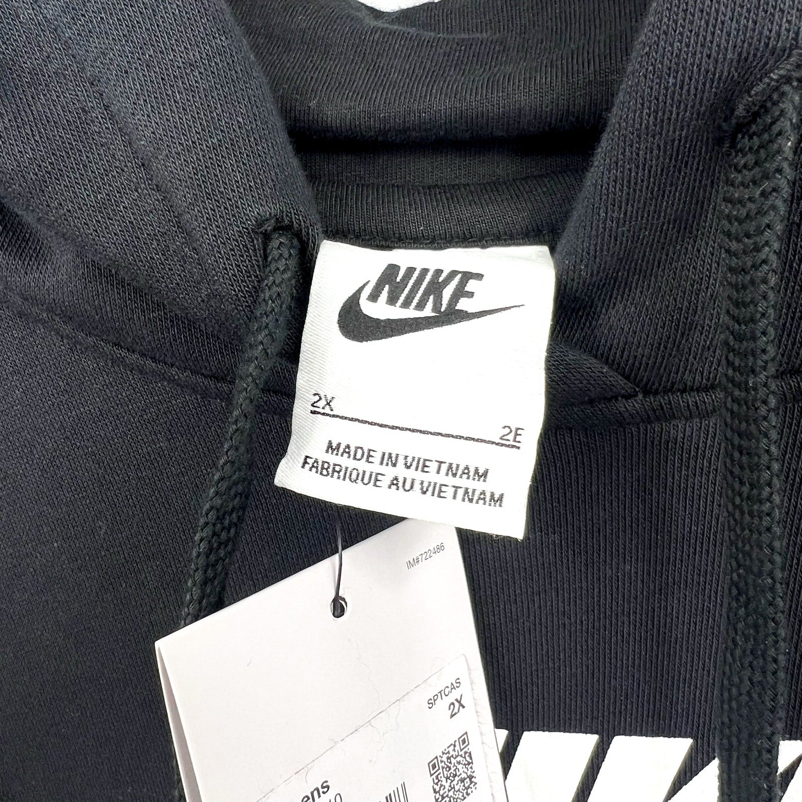 Nike Womens Graphic Club Hoodie 2X Black Fleece Pullover Sweatshirt NWT