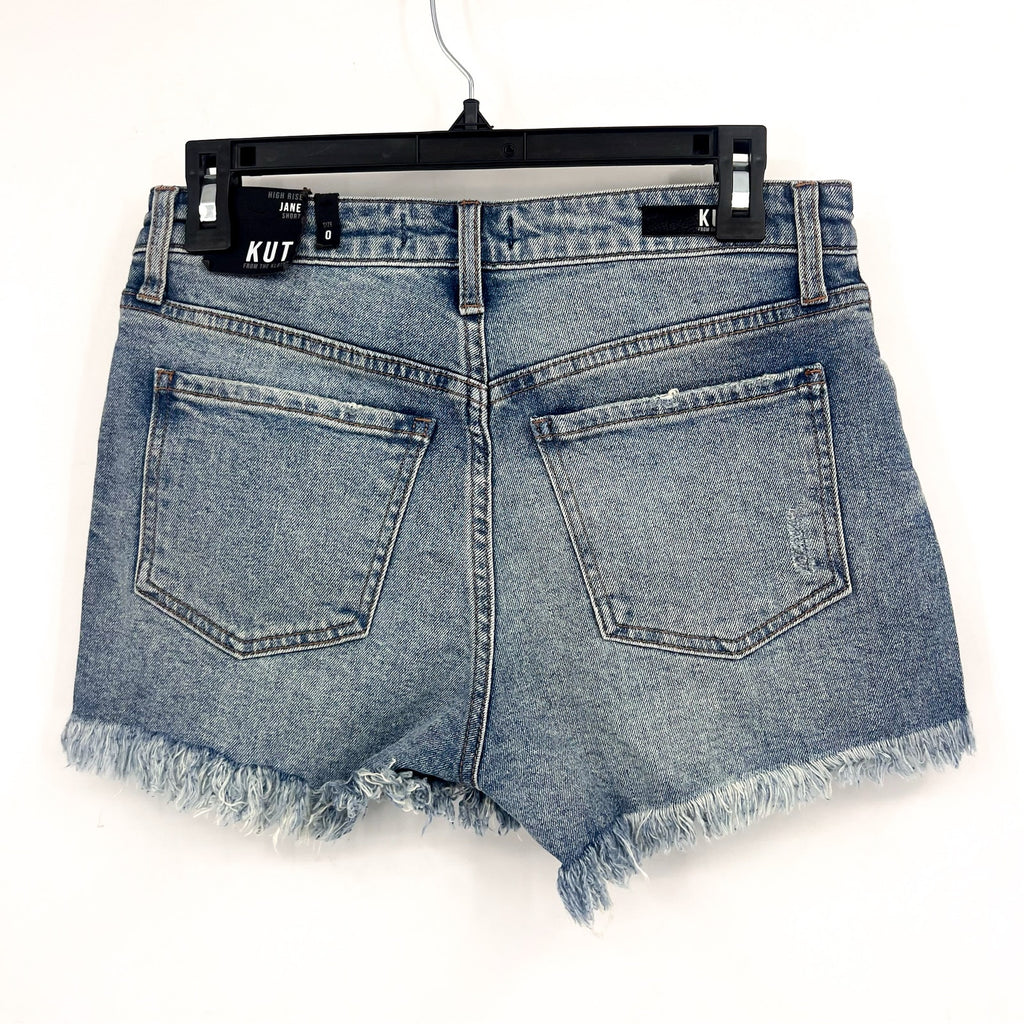 KUT FROM THE KLOTH Jane Jean Shorts Size 0 Proactive Blue Fray Hem NWT