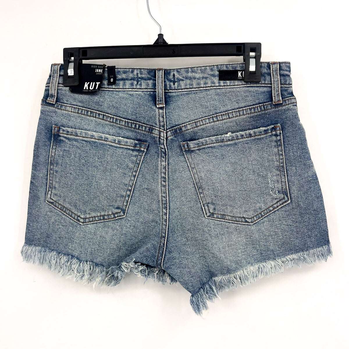 KUT FROM THE KLOTH Jane Jean Shorts Size 0 Proactive Blue Fray Hem NWT