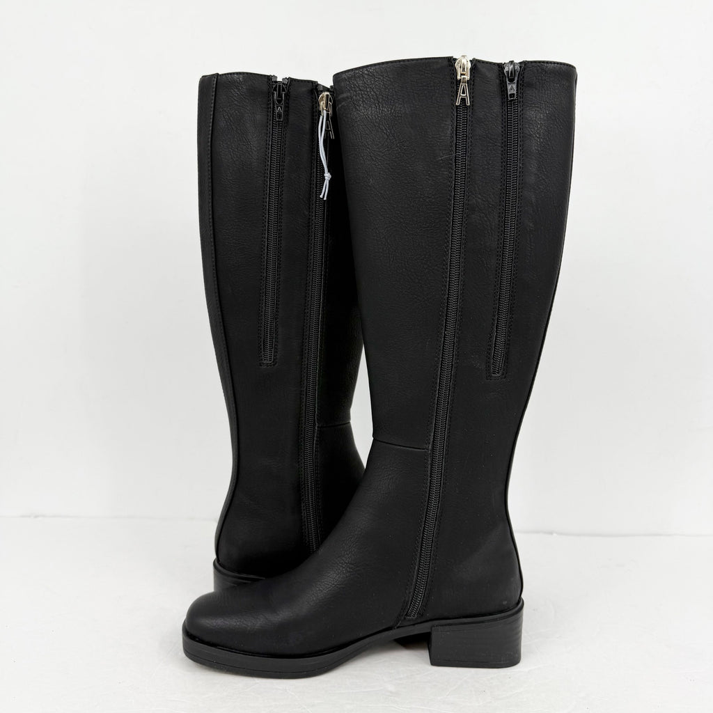 Aerosoles Womens Daria Knee High Boots Size 7 M Black Vegan Leather NIB