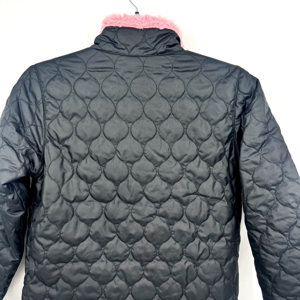 COLUMBIA Girl's Bella Plush Sherpa Quilted Jacket Medium 10-12 Black Pink NWT