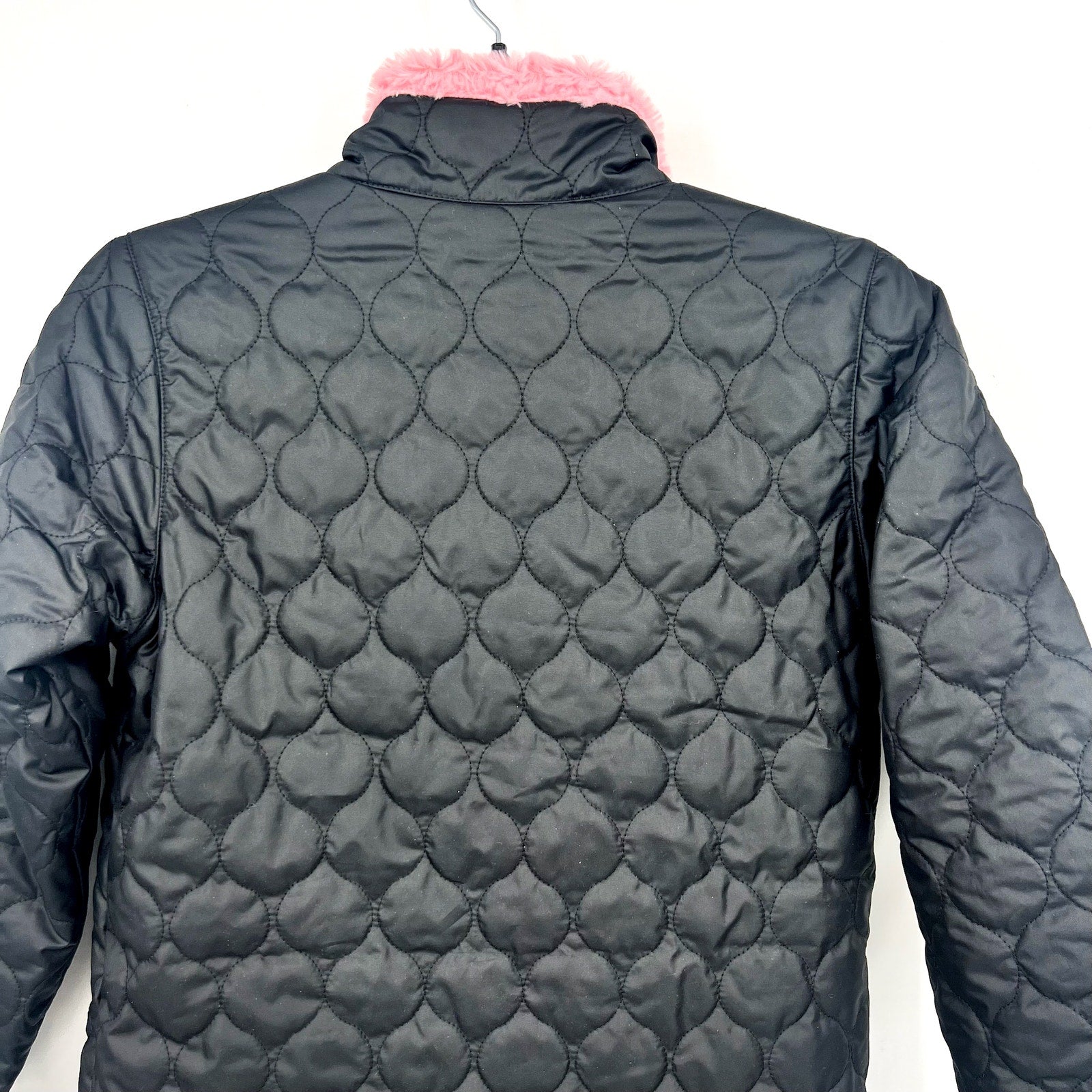 COLUMBIA Girl's Bella Plush Sherpa Quilted Jacket Medium 10-12 Black Pink NWT