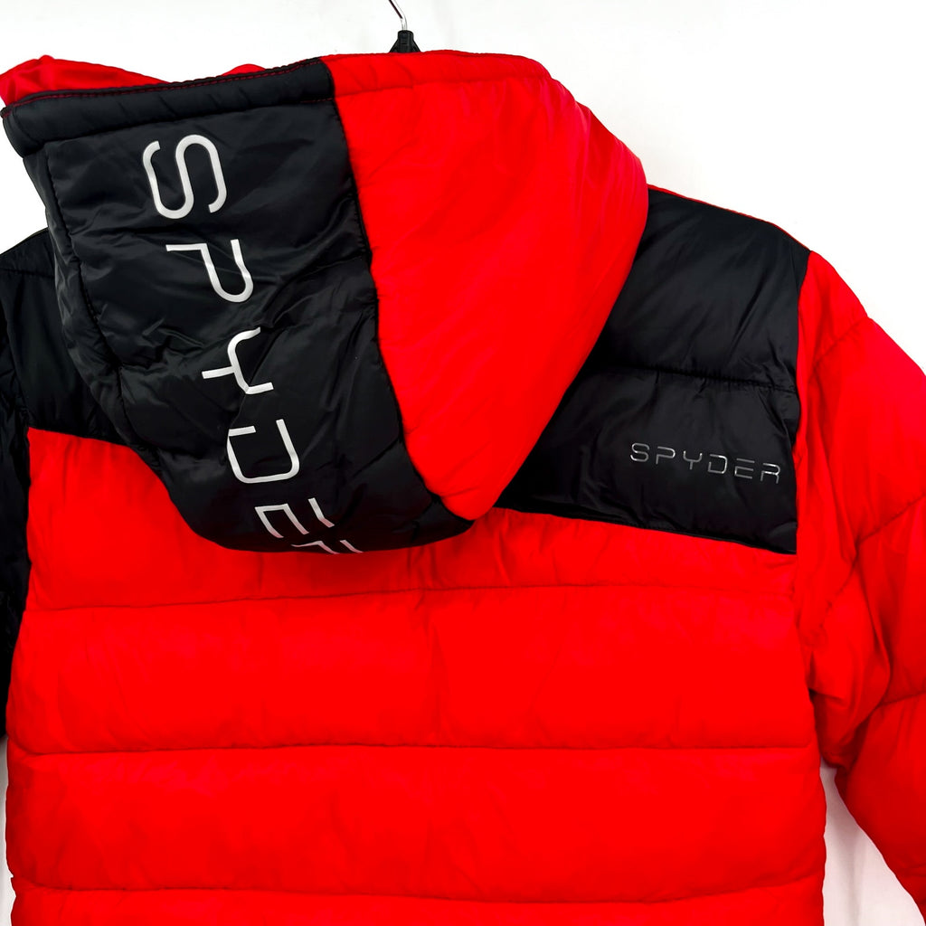 Spyder Boys Ace Puffer Winter Jacket Medium Racing Red Hooded Winter Coat NWT
